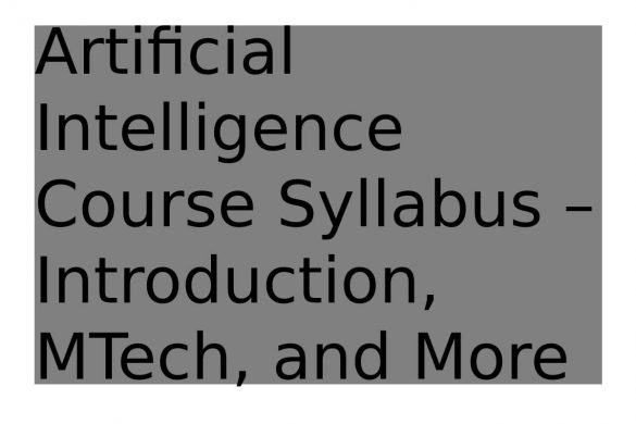 Artificial Intelligence Course Syllabus