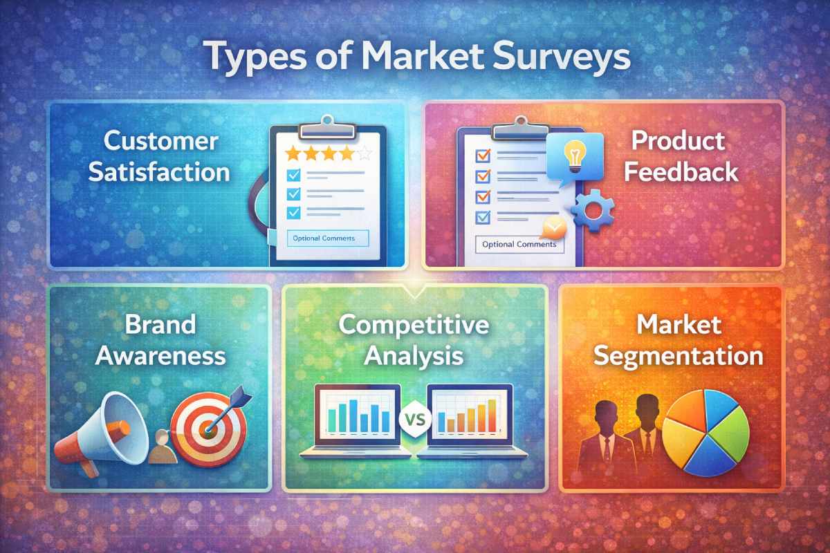 Different types of market surveys explained visually
