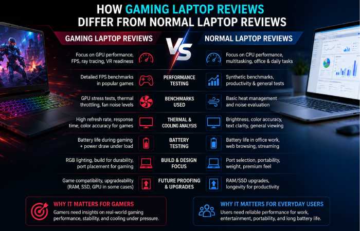 how gaming laptop reviews differ from normal laptop reviews